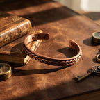 Twisted Copper Magnetic Cuff Bracelet, Adjustable, 8.5 mm — product view 4