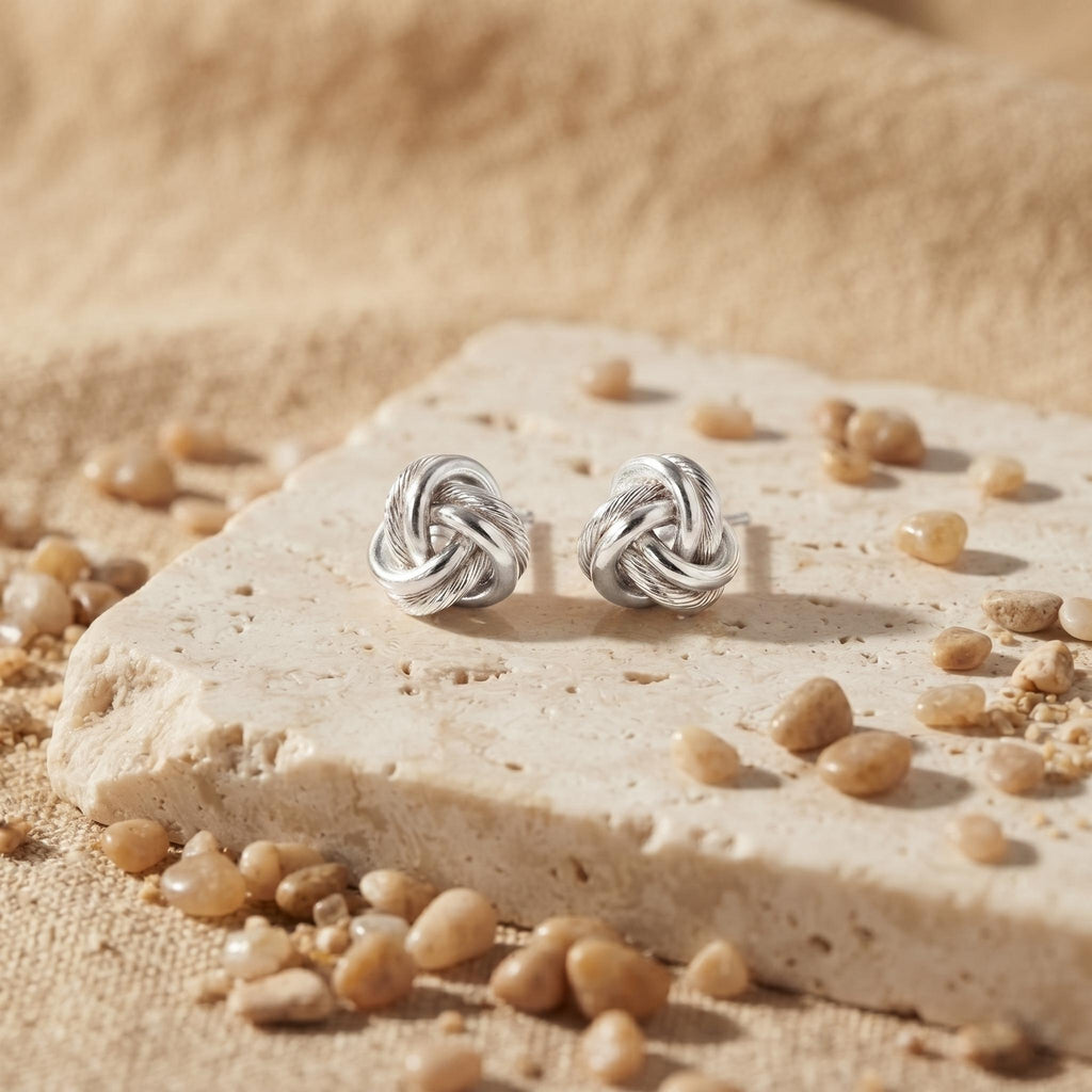 925 Sterling Silver Love-Knot Stud Earrings — product view 6