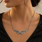 Silver-Tone Angel-Wings Necklace in Zinc Alloy — product view 3