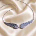 Silver-Tone Angel-Wings Necklace in Zinc Alloy — product view 1