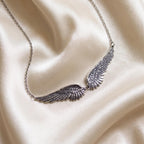 Silver-Tone Angel-Wings Necklace in Zinc Alloy — product view 5