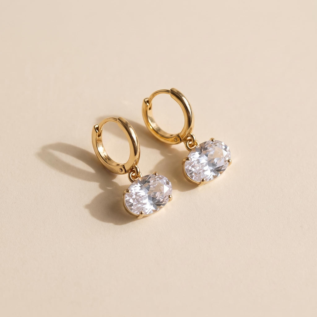 Oval Zircon Drop Earrings — product view 7