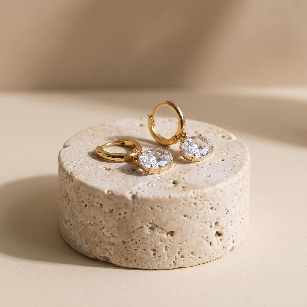 Oval Zircon Drop Earrings — product view 5