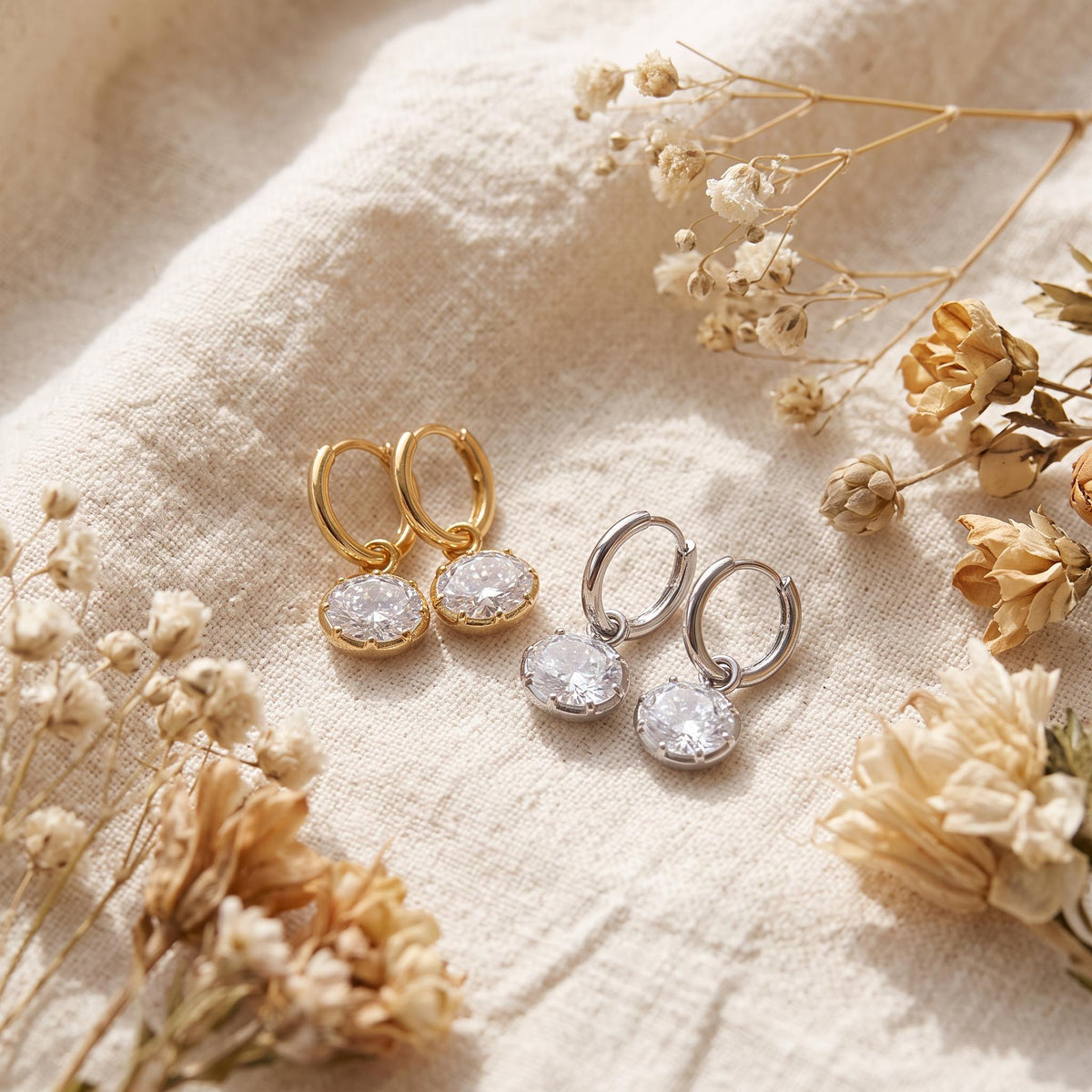 Oval Zircon Drop Earrings — product view 4