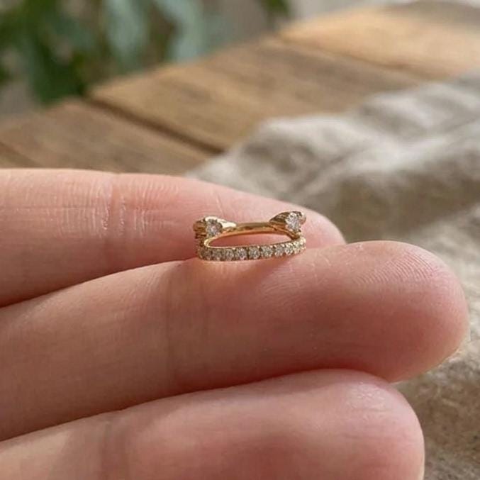 Pear-Shaped CZ Clicker Hoop, 16G, 6 mm — product view 5