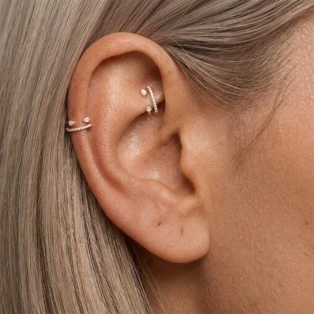 Pear-Shaped CZ Clicker Hoop, 16G, 6 mm — product view 2