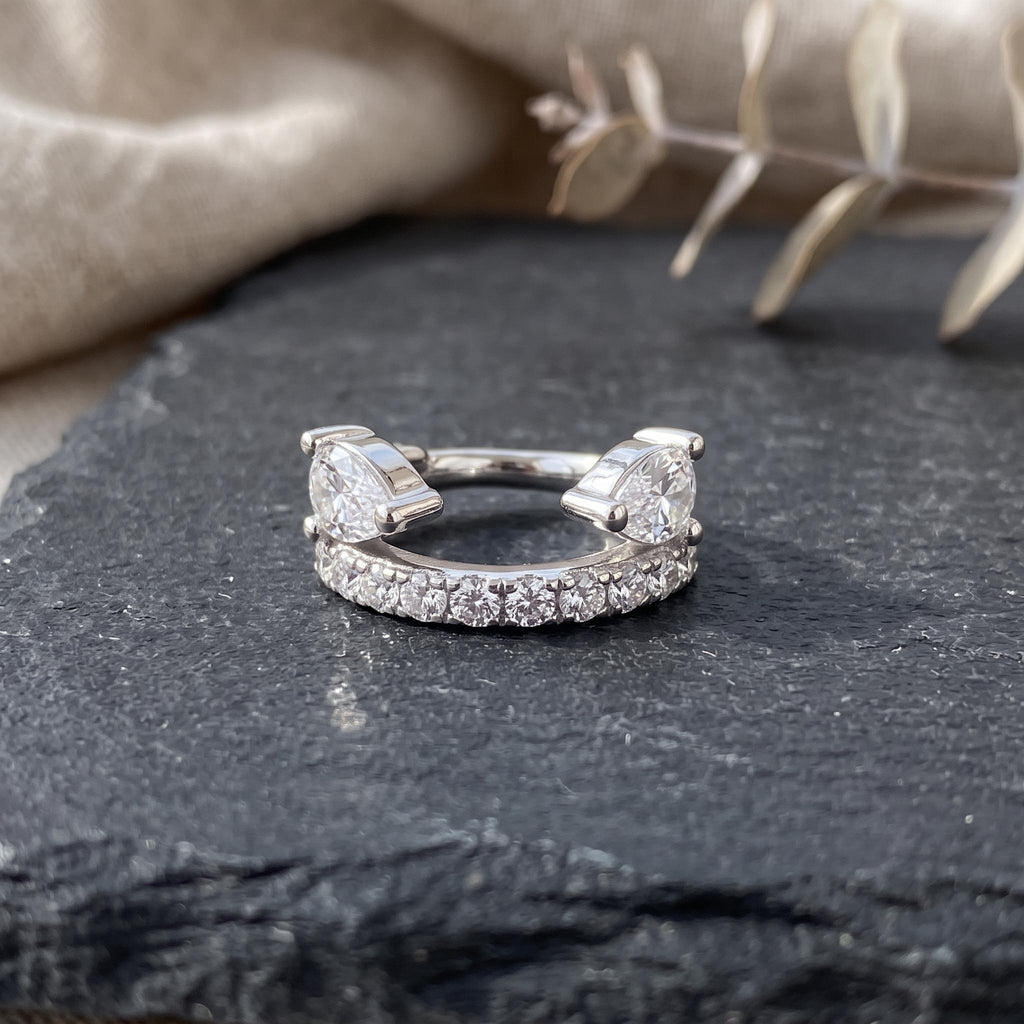 Pear-Shaped CZ Clicker Hoop, 16G, 6 mm — product view 4
