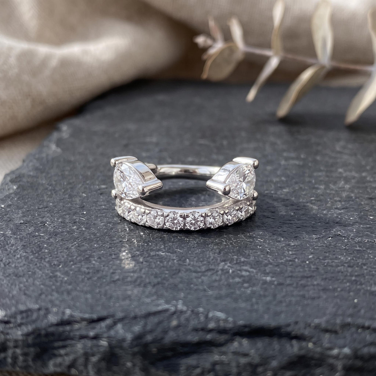 Pear-Shaped CZ Clicker Hoop, 16G, 6 mm — product view 4