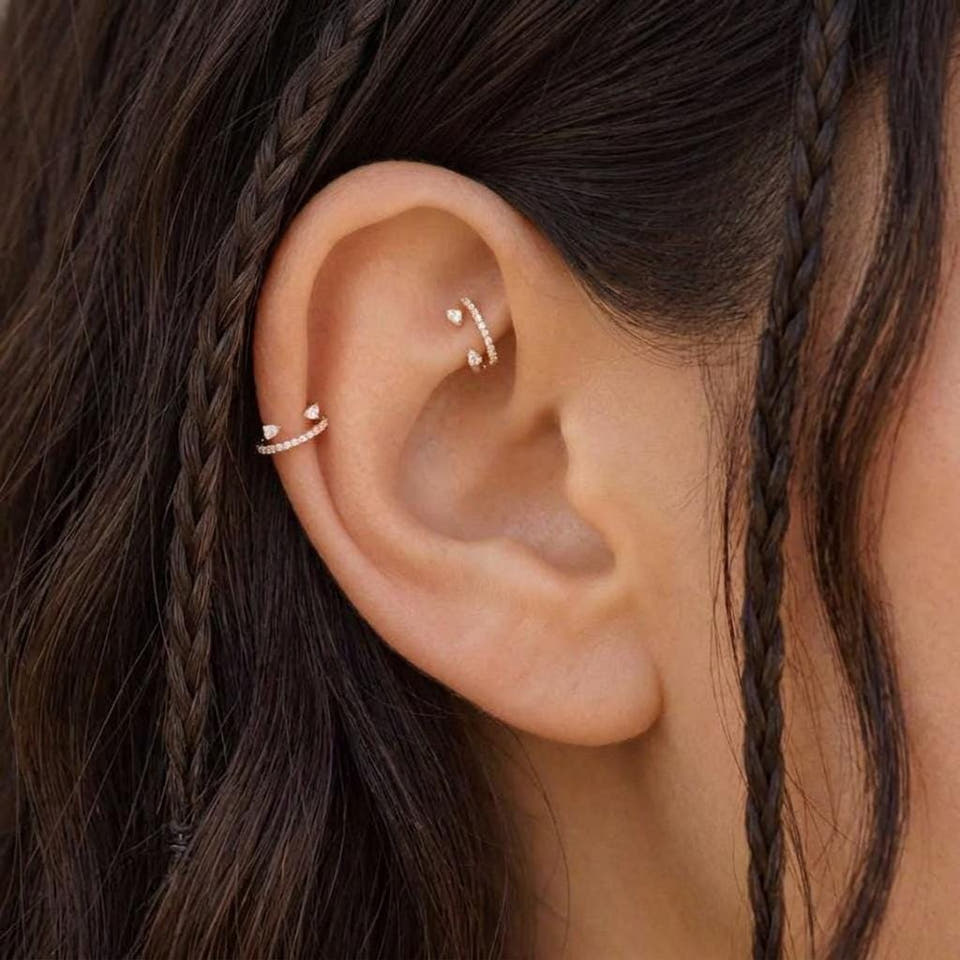 Pear-Shaped CZ Clicker Hoop, 16G, 6 mm — product view 1
