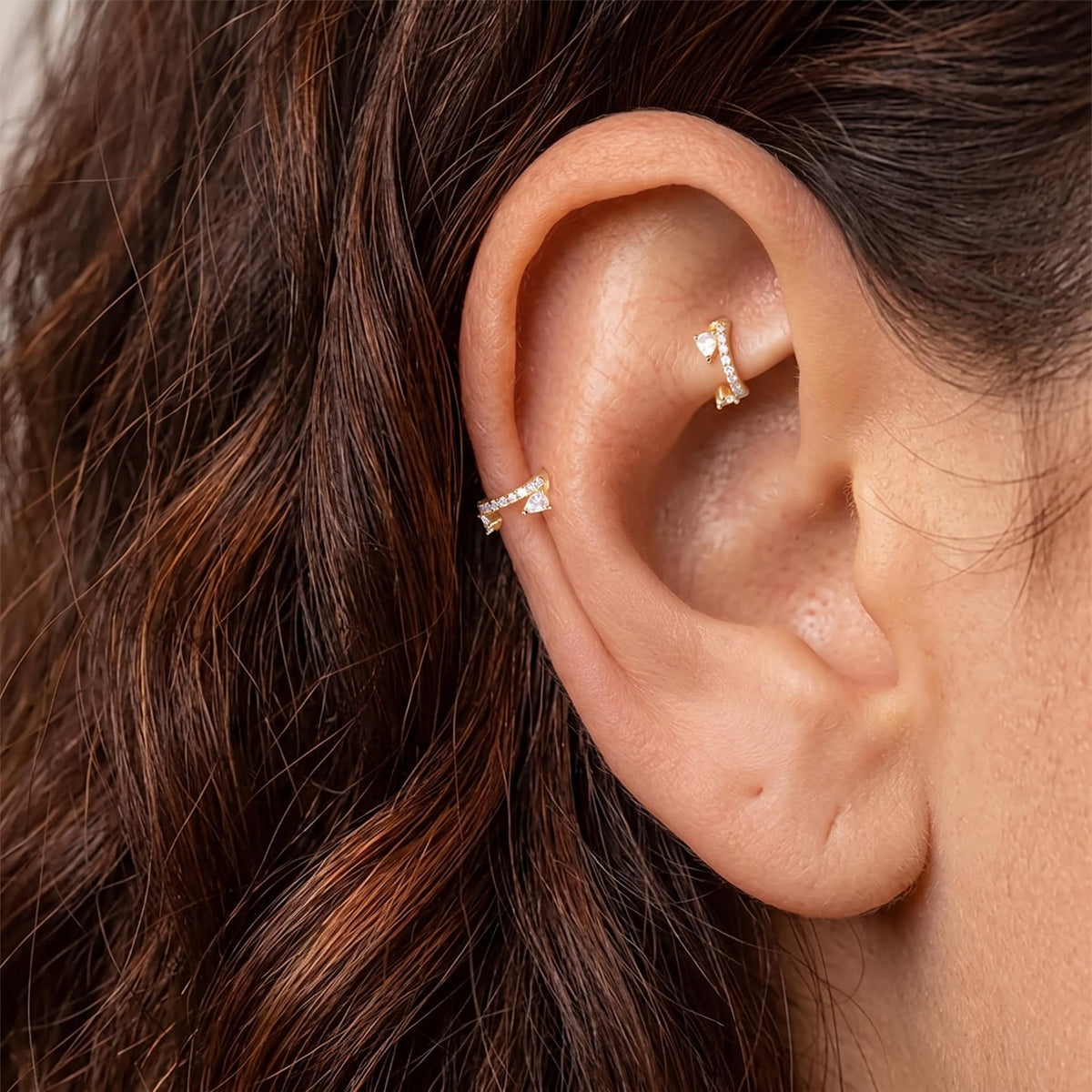 Pear-Shaped CZ Clicker Hoop, 16G, 6 mm — product view 6