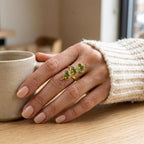 Green Zirconia Geometric Ring in Gold-Tone Zinc Alloy — product view 4